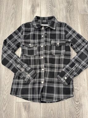 O'Neill Black & Gray Plaid Fleece Shacket